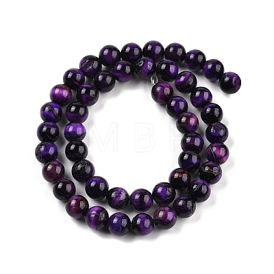 Grade B Natural Purple Tiger Eye Beads Strands G-F591-18-8mm-1