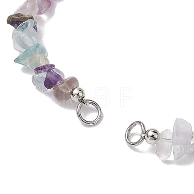 Natural Fluorite Chip Nylon Braided Beaded Bracelet Making AJEW-JB01296-08-1