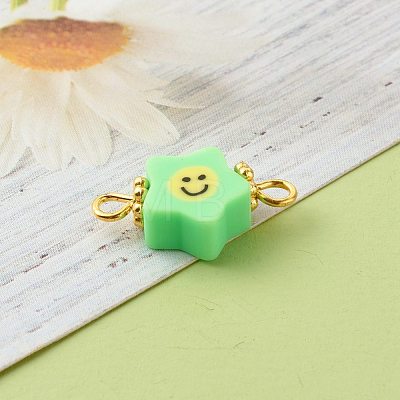 Handmade Polymer Clay Star Smiling Face Link PALLOY-JF00786-1