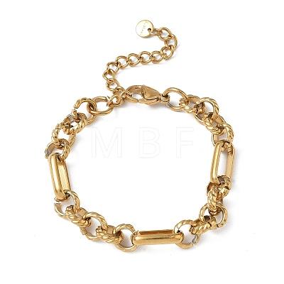 304 Stainless Steel Figaro Chains Bracelets for Women SA-CBA4051-10G-1