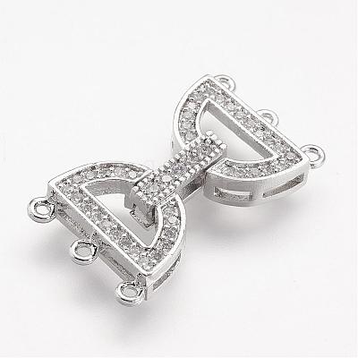 Brass Micro Pave Cubic Zirconia Fold Over Clasps ZIRC-F047-05-1