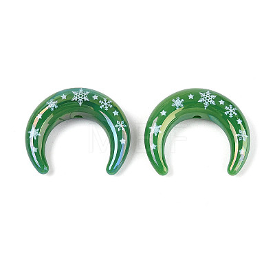 Christmas UV Plating Printed Opaque Acrylic Beads MACR-N018-07C-1
