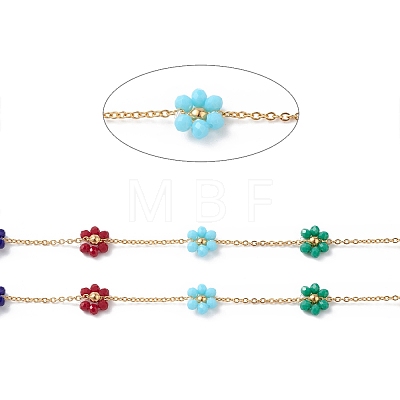 Flower Glass Beaded Chains CHS-P016-40G-01-1