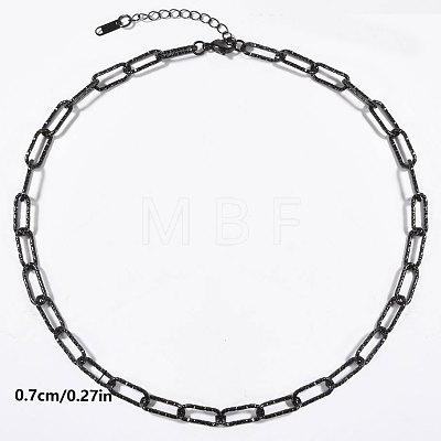 304 Stainless Steel Textured Paperclip Chain Necklaces for Women HX6515-5-1