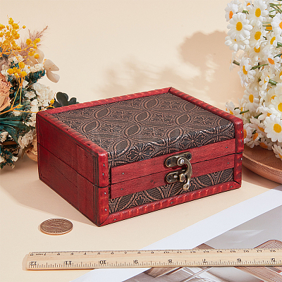 Rectangle Wood & PU Leather Jewelry Boxes CON-CL0001-14B-1