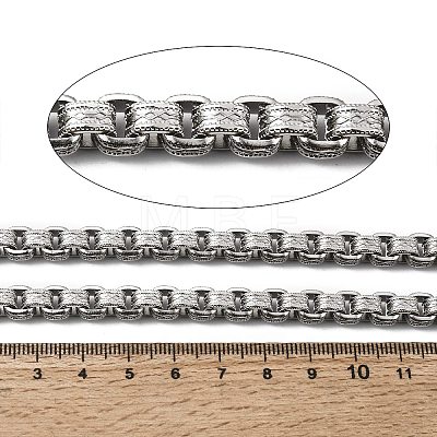 7MM 304 Stainless Steel Textured Box Chain Necklaces NJEW-P358-01P-1