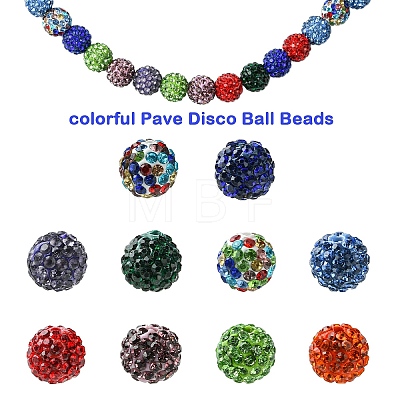 30Pcs Pave Disco Ball Beads RB-YW0001-14M-1