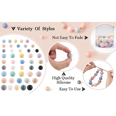 150Pcs 15 Styles Silicone Beads SIL-TA0001-30-1