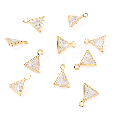 10Pcs Brass Micro Pave Cubic Zirconia Triangle Charms KK-TADJ0001-25-1