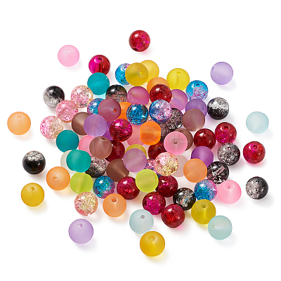 Transparent Frosted Glass Beads and Two Tone Crackle Glass Beads FGLA-CD0001-01-1