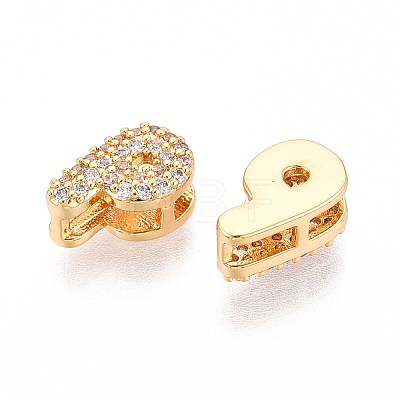 Brass Micro Pave Clear Cubic Zirconia Beads KK-T071-17G-P-1