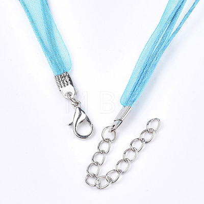 Waxed Cord and Organza Ribbon Necklace Making NCOR-T002-274-1