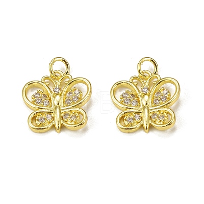 Brass Micro Pave Cubic Zirconia Charms KK-E068-VB284-1