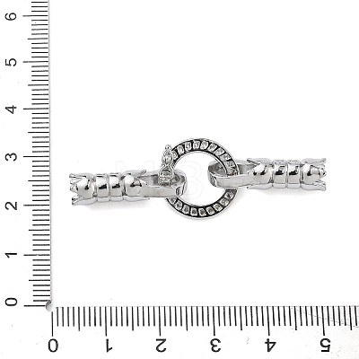 Ring Brass Micro Pave Clear Cubic Zirconia Fold Over Clasps KK-Z143-12P-1