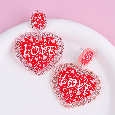 Valentine's Day Acrylic Dangle Stud Earrings FS-WG3830D-02-1
