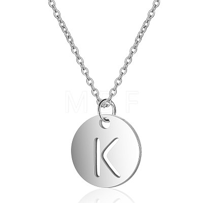 201 Stainless Steel Initial Pendants Necklaces NJEW-S069-TN507-K-1