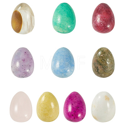 10Pcs Natural & Synthetic Gemstone Egg Display Decorations G-TA0003-43-1