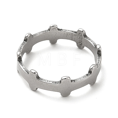 201 Stainless Steel Dog Bone Wrap Finger Ring for Women RJEW-G278-12P-1