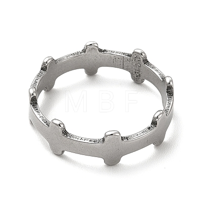 Non-Tarnish 201 Stainless Steel Dog Bone Wrap Finger Ring for Women RJEW-G278-12P-1