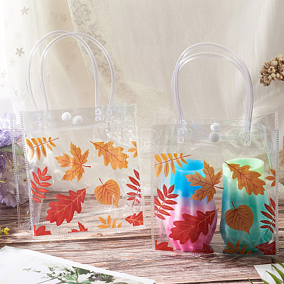 Rectangle Transparent Printed PVC Plastic Gift Tote Bags ABAG-TADJ0002-002C-1