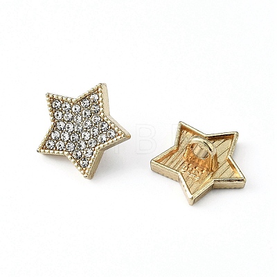 1-Hole Alloy Rhinestone Shank Buttons BUTT-WH0027-16G-1