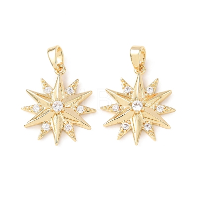 Brass Micro Pave Clear Cubic Zirconia Pendants KK-D223-03G-1