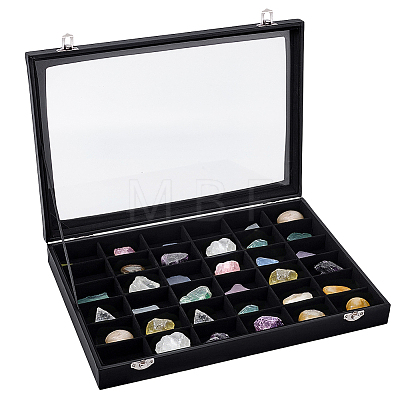 MDF Covered with PU Leather Jewelry Display Cases with Visible Window ODIS-WH0007-93-1