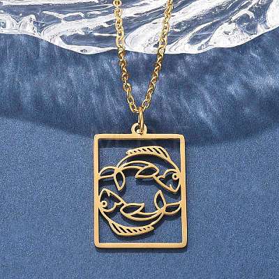 304 Stainless Steel Necklace NJEW-D330-01G-12-1