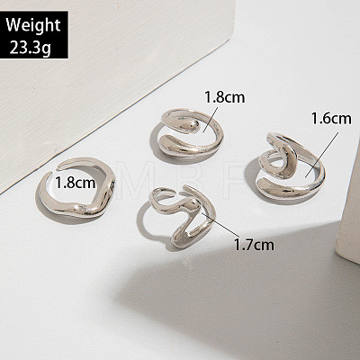 4Pcs Alloy Finger Rings Sets WG7802C-24-1