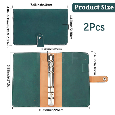 2Pcs Rectangle Imitation Leather Loose-leaf Notebook Book Covers AJEW-CL0006-28-1