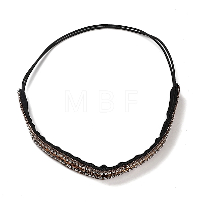 Retro Glass Rhinestone & Plastic Beaded Elastic Rubber Hair Headband for Women Girls OHAR-B005-01B-1