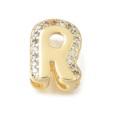 Brass Micro Pave Clear Cubic Zirconia Initial Spacer Bars KK-E802-34G-R-1
