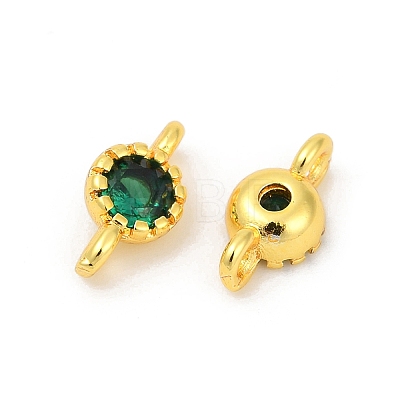 Brass Cubic Zirconia Flat Round Connector Charms KK-H204-02G-02-1