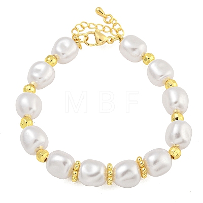 Rack Plating Brass and ABS Imitation Pearl Bracelets BJEW-B106-16G-1