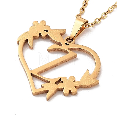 PVD Vacuum Plating 201 Stainless Steel Pendant Necklaces NJEW-R267-02Z-G-1