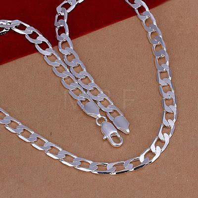Popular Silver Color Plated Brass Twisted Curb Chain Necklaces for Men NJEW-BB12664-8-1