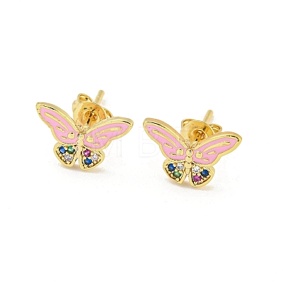 Butterfly Real 18K Gold Plated Brass Stud Earrings EJEW-L269-096G-02-1