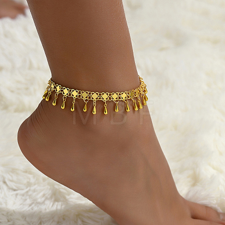 Brass Tassel Teardrop Charm Anklets XJ5134-1