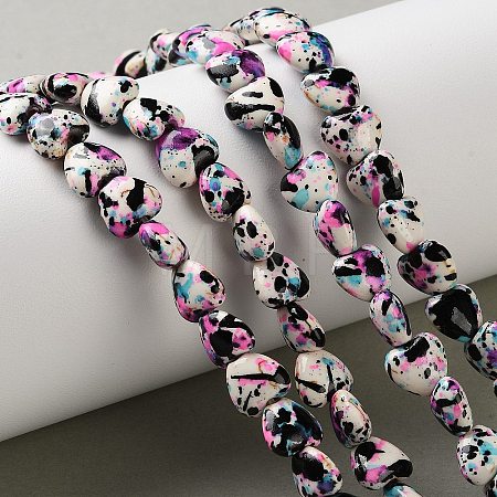 Spray Printed Synthetic Turquoise Beads Strands TURQ-P002-01A-03-1