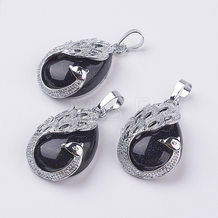 Synthetic Blue Goldstone Pendants G-E442-04I-1
