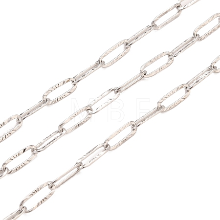 Non-Tarnish 3.28 Feet 304 Stainless Steel Textured Paperclip Chains X-CHS-I009-01P-1