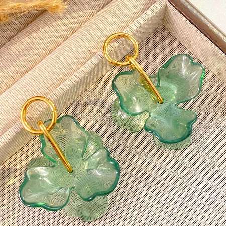304 Stainless Steel Acrylic Stud Dangle Earrings WG2A1B2-02-1