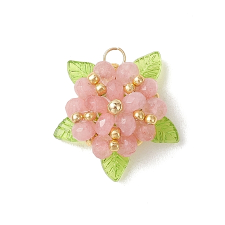 Dyed Natural Malaysia Jade & Glass Beaded Pendants PALLOY-MZ01265-01-1