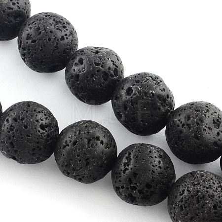 Natural Lava Rock Gemstone Round Bead Strands G-R285-12mm-06-1