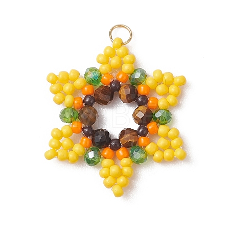 Glass Seed Beaded Pendants PALLOY-MZ01241-01-1