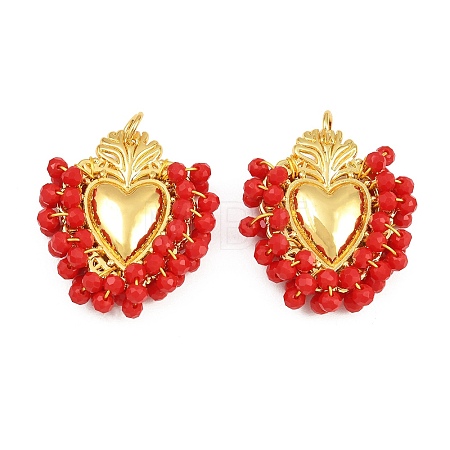Alloy & Glass Seed Beaded Pendants GL-CBA96FD-01G-09-1
