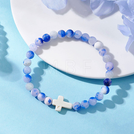 Natural Dyed Persian Jade Gemstone Beads Stretch Bracelets for Women BJEW-JB13267-1