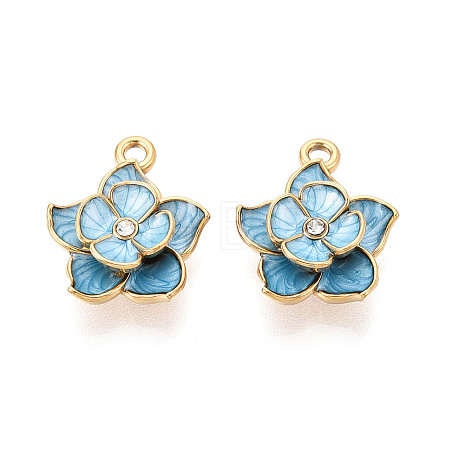 304 Stainless Steel Enamel Pendants STAS-N124-34B-G-1