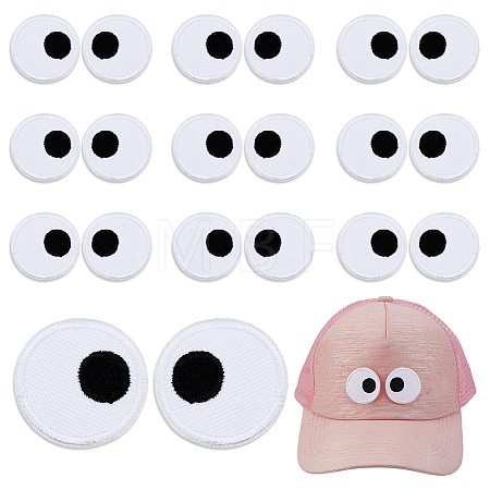20Pcs Eyes Polyester Embroidery Iron on/Sew on Patches DIY-GA0010-06A-02-1