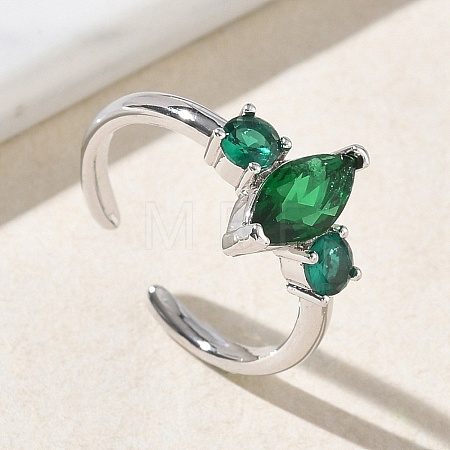 Brass Micro Pave Cubic Zirconia Cuff Open Rings for Women RJEW-L343-14P-06-1